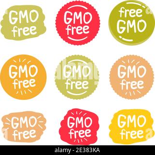 gmo free product icon, isolated vector set Stock Vector