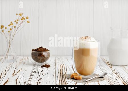 cup of cappuccino on table Stock Photo
