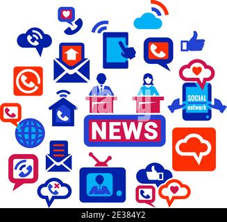 Flat Communication Icons Set for web and mobile. Stock Vector