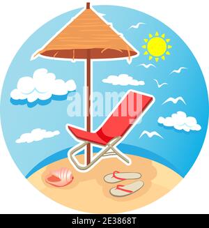 Summer time vector banner design with colorful beach elements in white background. Vector illustration. Isolated on whight. Stock Vector