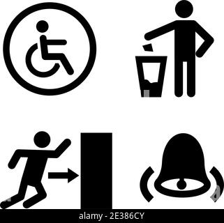 Public spaces signals fill icon set. Transparent background. Isolated on white background. Vector format. Stock Vector