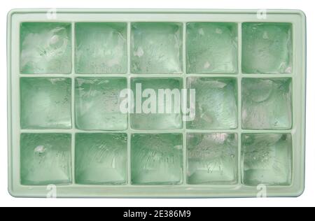 Isolated Ice Tray With Ice Cubes On A White Background Stock Photo