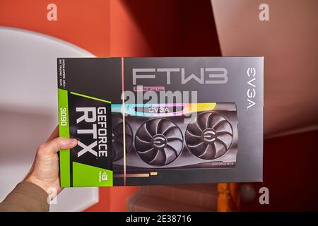 EVGA Geforce RTX 3090 Nvidia GPU box Stock Photo