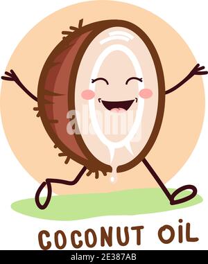 Coconut oil logo. Organic natural product vector emblem. Stock Vector