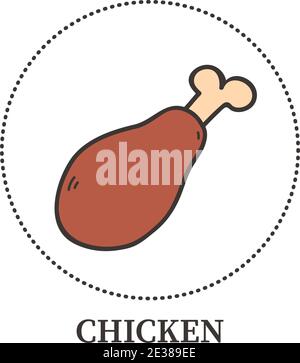 Abstract chicken leg on white background - Vector illustration Stock Vector