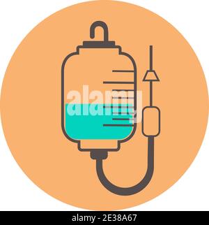 ntravenous infusion vector icon on a peach background. IV infusion icon page symbol for your web site design logo, app, UI. Vector illustration, EPS10 Stock Vector