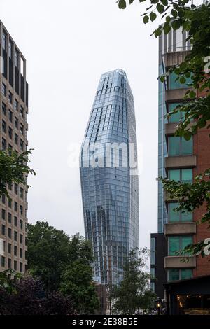 London, United Kingdom - 25 June, 2019: One Blackfriars landmark high-rise skyscraper building on S|outh Bank of River Thames isolated against high ke Stock Photo