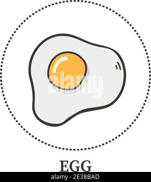 Realistic fried egg on white background - Vector illustration Stock Vector