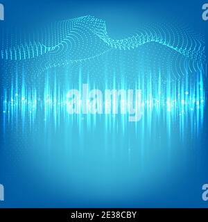 Music beat vector. Blue lights background. Abstract equalizer. Sound Wave. Audio equalizer technology. Detailed vector bokeh. Space For Text. Stock Vector