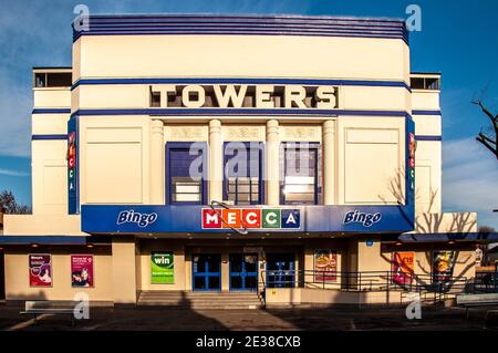 The old Towers Cinema in Hornchurch built in 1935 of Art Deco style and demolished to make way for a Lidl supermarket. Stock Photo