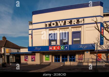 The old Towers Cinema in Hornchurch built in 1935 of Art Deco style and demolished to make way for a Lidl supermarket. Stock Photo