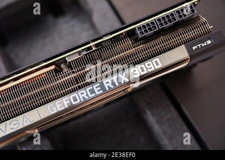 EVGA Geforce RTX 3090 Nvidia GPU display Stock Photo
