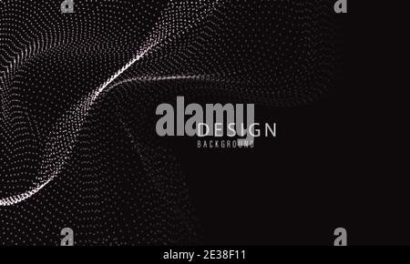 Abstract wave background, digital flowing particles .Cyber or technology background.Vector illustration. Stock Vector