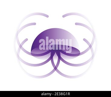Vector jellyfish in gradient style. Digital art Stock Vector