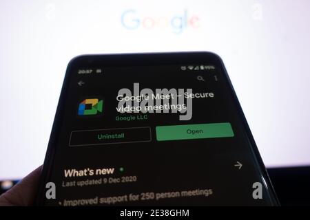 Google meet video conference app Stock Photo