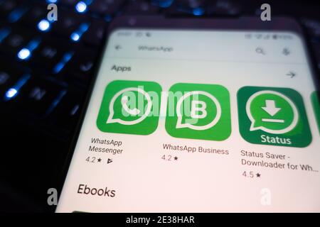 Whatsapp personal and Business app on Android playstore Stock Photo