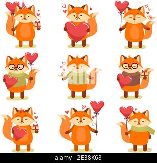 Cute and little fox with gift Royalty Free Vector Image