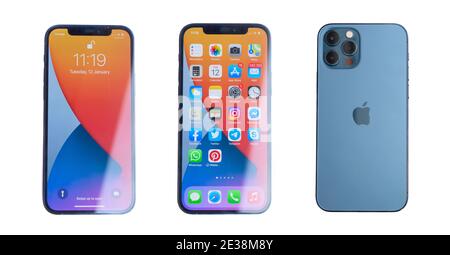 Iphone 12 pro on white background Stock Photo