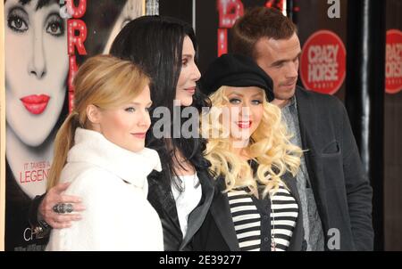 Kristen Bell, Cher, Christina Aguilera and Cam Gigandet attending the 'Burlesque' Photocall at 'Le Crazy Horse' on December 15, 2010 in Paris, France. Photo by Nicolas Genin/ABACAPRESS.COM Stock Photo