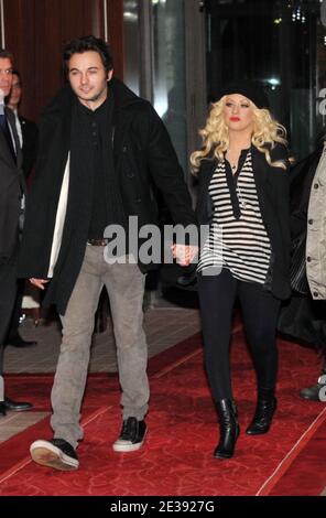 Christina Aguilera and boyfriend Matt Rutler leaving Royal Monceau Hotel in Paris, France on December 15, 2010. Photo by Jeremy Charriau/ABACAPRESS.COM Stock Photo