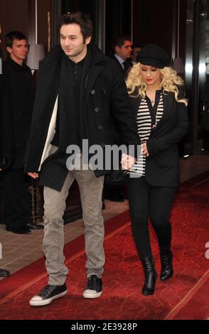 Christina Aguilera and boyfriend Matt Rutler leaving Royal Monceau Hotel in Paris, France on December 15, 2010. Photo by Jeremy Charriau/ABACAPRESS.COM Stock Photo