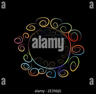 Multicolored frame made of lines with butterflies. Vector illustration Stock Vector