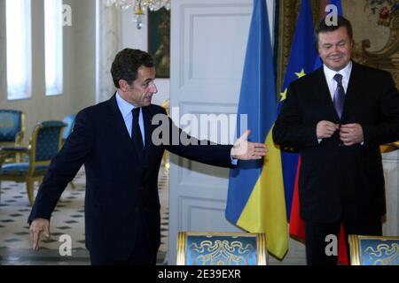 French President Nicolas Sarkozy and Ukraine's President Viktor Yanukovych are pictured during a meeting at the Elysee Palace, Paris on October 7, 2010. Photo by Ludovic/Pool/ABACAPRESS.COM Stock Photo