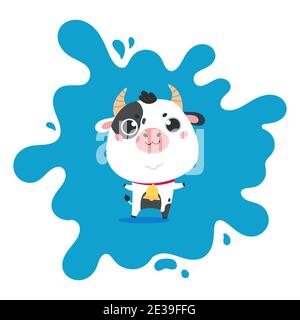 Farm milk cow with splashes on the background Stock Vector