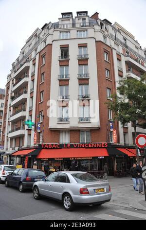 View of the building in Paris, France on November 2, 2010 where 15-month-old baby boy survived a fall from a seventh-floor apartment in Paris almost unscathed after bouncing off a cafe awning and into the arms of a passer-by. The baby had been playing unsupervised with her four-year-old sister on on November 1st, 2010 when she somehow fell out of the window. Photo by Mousse/ABACAPRESS.COM Stock Photo