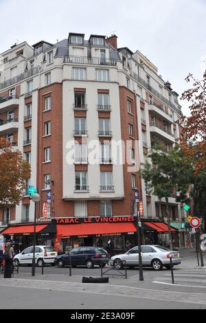 View of the building in Paris, France on November 2, 2010 where 15-month-old baby boy survived a fall from a seventh-floor apartment in Paris almost unscathed after bouncing off a cafe awning and into the arms of a passer-by. The baby had been playing unsupervised with her four-year-old sister on on November 1st, 2010 when she somehow fell out of the window. Photo by Mousse/ABACAPRESS.COM Stock Photo