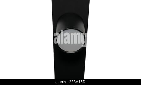 Black LED lamp on a white background. Ceiling lamp for home. Stock Photo