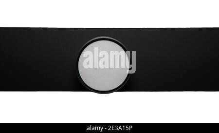 Led ceiling lamp isolated on white background, modern downlight. Stock Photo