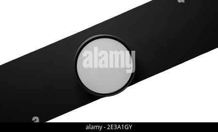 Spot ceiling light in black isolated on white background. LED lamp. Stock Photo