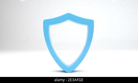 Blue shield 3d symbol of protection, 3d illustration Stock Photo