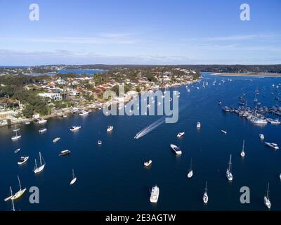 Aerial of the Sutherland Shire suburb of Caringbah South and Burraneer Bay with its luxury waterfront houses Stock Photo