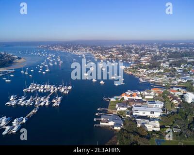 Aerial of luxury waterfront houses on Port Hacking - Burraneer Bay near Cronulla Sutherland Shire Sydney Australia Stock Photo