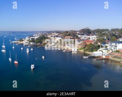 Aerial of the luxury waterfront houses on Burraneer Bay - Port Hacking near Cronulla Sutherland Shire Sydney Australia Stock Photo