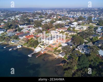 Aerial of the luxury waterfront houses on Burraneer Bay - Port Hacking near Cronulla Sutherland Shire Sydney Australia Stock Photo