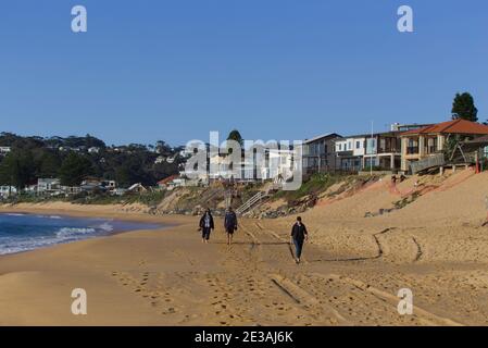 Beach erosion causing damage to waterfront houses at Wamberal Beach near Terrigal on the Central Coast of NSW Australia Stock Photo