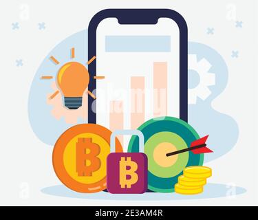 Cryptocurrency transaction on smartphone concept vector illustration Stock Vector