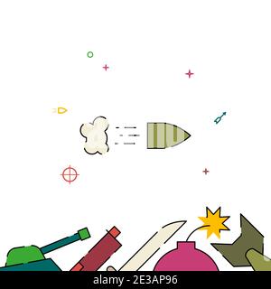 Flying bullet vector icon symbol isolated on white background Stock ...