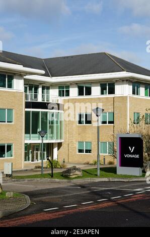 Basingstoke, UK - January 17, 2021: Offices of the international communications company Vonage in the Viables business park on a sunny winter morning Stock Photo