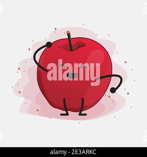 Cute Apple Vector Character Illustration on Isolated Background Stock Vector