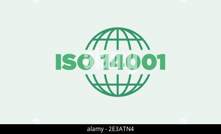 ISO 14001 Big text in side globe line. international standard organization environtment management vector illustration Stock Vector