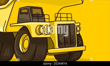 isolated heavy duty loaded yellow mining truck toy in clean blue background with blank space text for custom use for web page or presentation vector i Stock Vector
