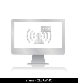 webinar online education inside blank screen computer monitor with reflection minimalist modern icon vector illustration Stock Vector
