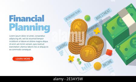 financial planning custom web template or presentation vector illustration Stock Vector