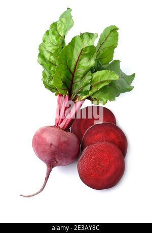 Fresh beet root isolated on white backgrounds. Young storm. Stock Photo