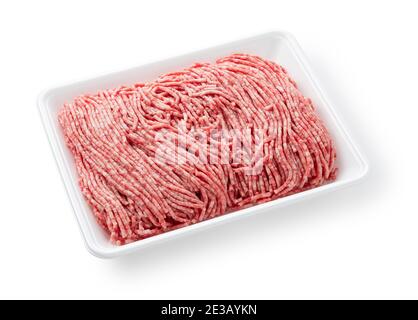 Ground beef in a white food tray Stock Photo