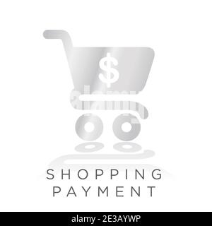 shopping payment metal gradient icon. Simple shopping cart with dollar currency inside vector illustration Stock Vector